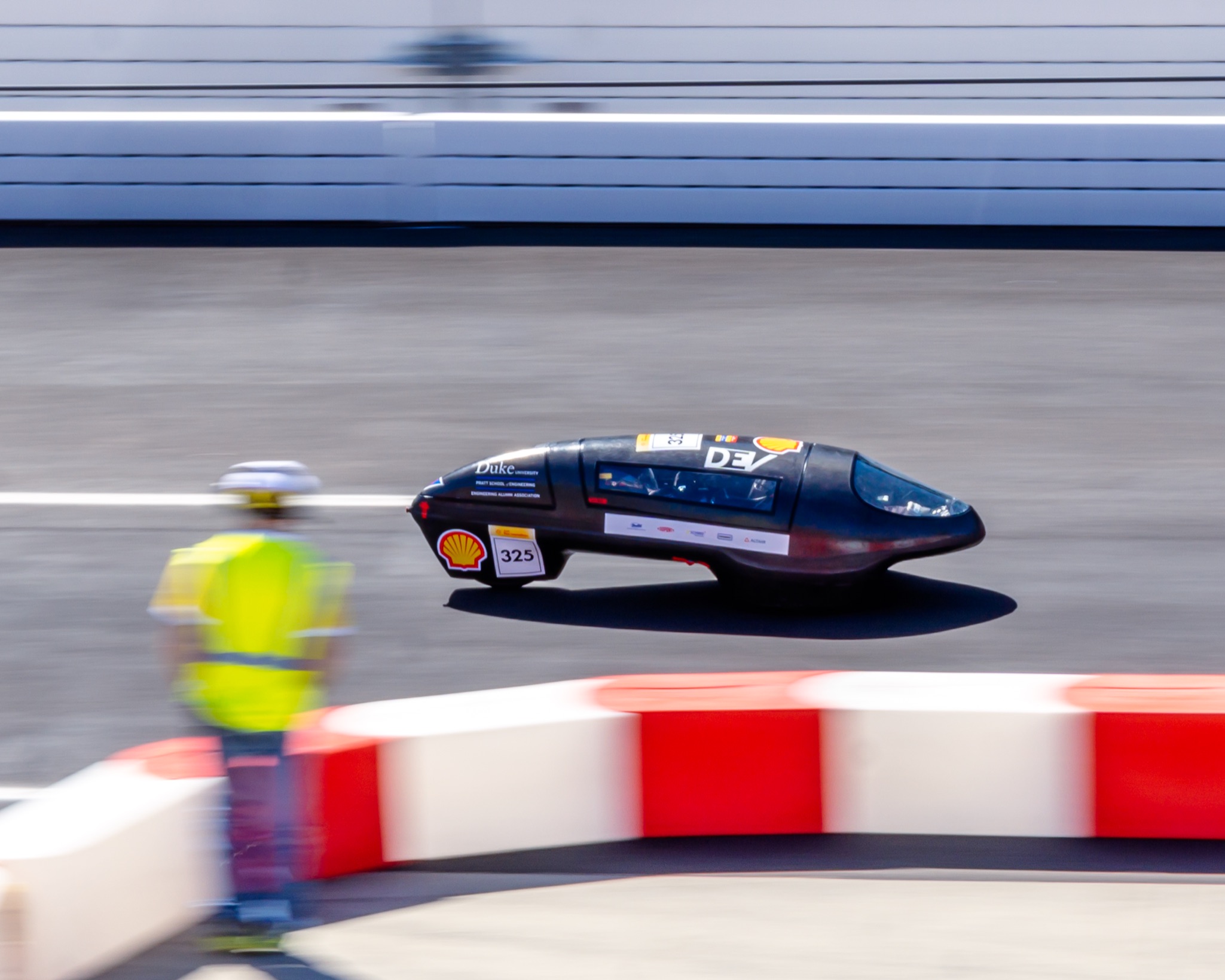 DEV's car passing the lap line during one of its runs